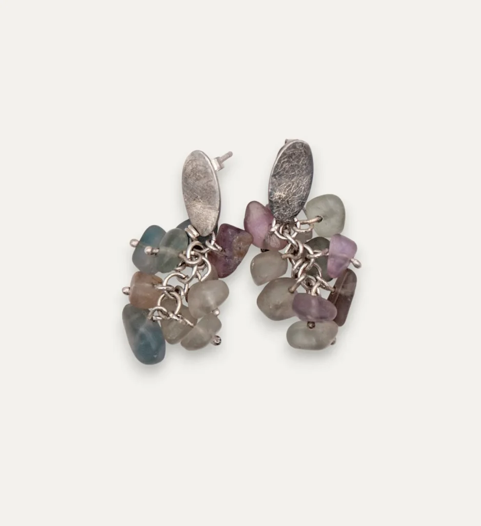 2 Boucles d'oreilles fluorite