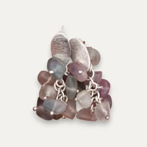 Boucles d'oreilles fluorite vu coté