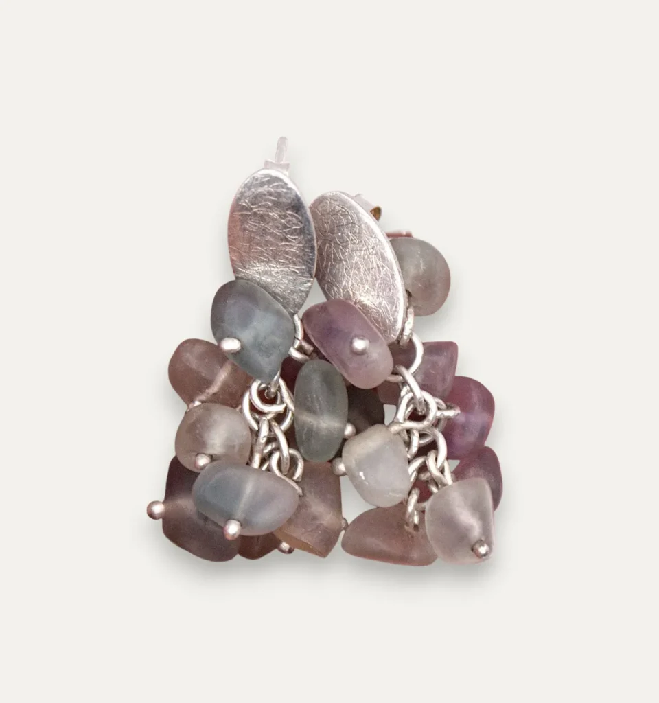 Boucles d'oreilles fluorite vu coté