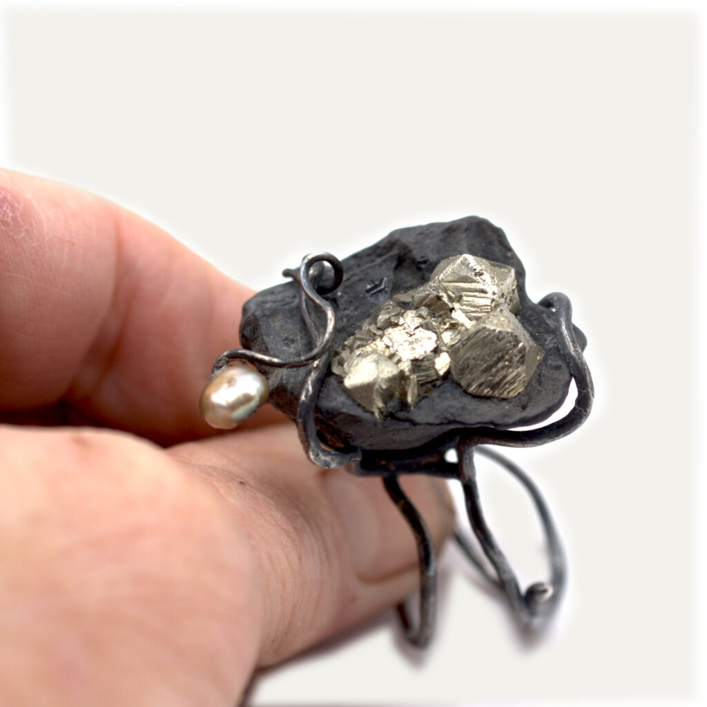 bague de pyrite sur marne en argent