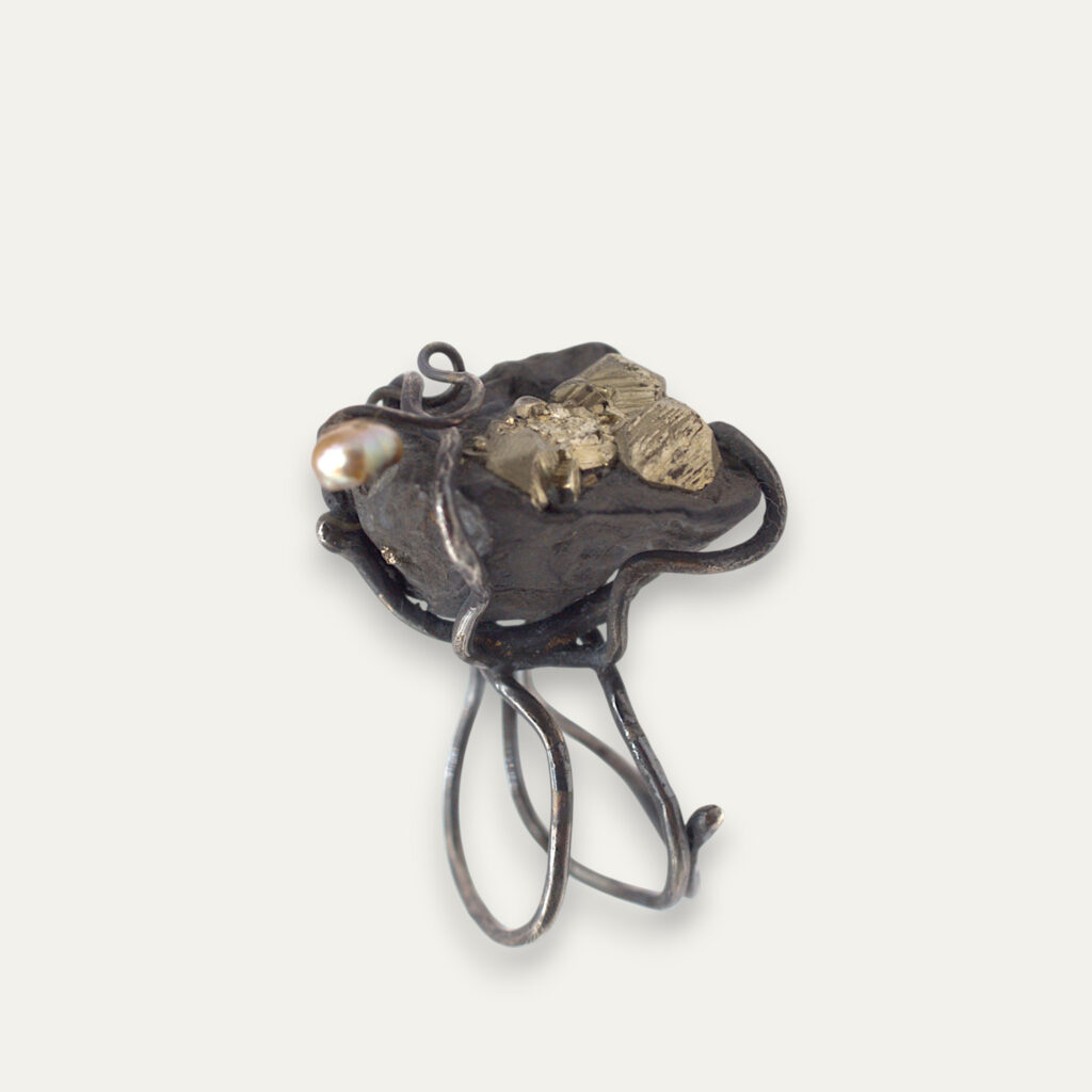 bague de pyrite sur marne en argent